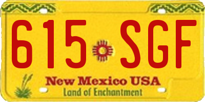 NM license plate 615SGF