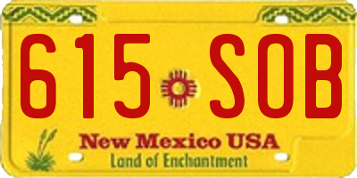 NM license plate 615SOB
