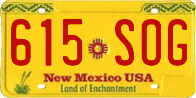NM license plate 615SOG