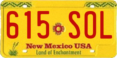 NM license plate 615SOL