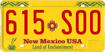 NM license plate 615SOO
