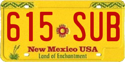 NM license plate 615SUB