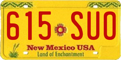 NM license plate 615SUO