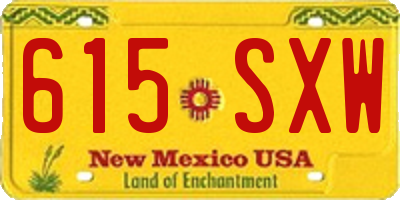 NM license plate 615SXW