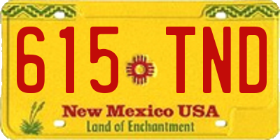 NM license plate 615TND