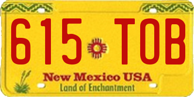 NM license plate 615TOB