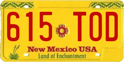 NM license plate 615TOD