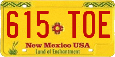 NM license plate 615TOE