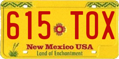 NM license plate 615TOX