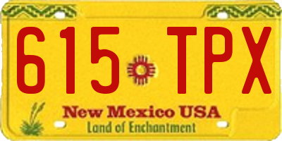 NM license plate 615TPX