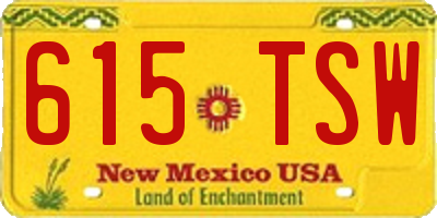 NM license plate 615TSW