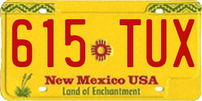 NM license plate 615TUX