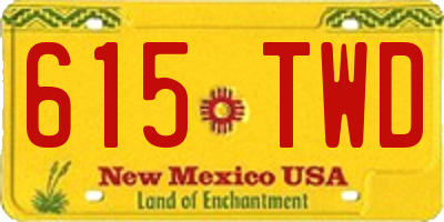 NM license plate 615TWD
