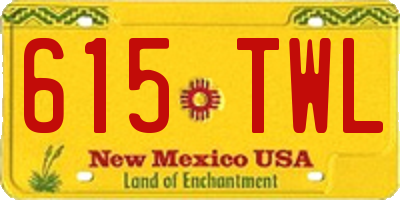 NM license plate 615TWL