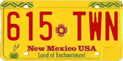 NM license plate 615TWN