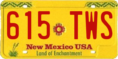 NM license plate 615TWS