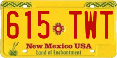 NM license plate 615TWT