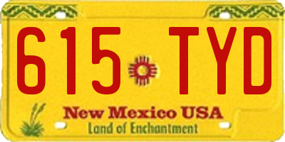 NM license plate 615TYD