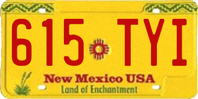 NM license plate 615TYI