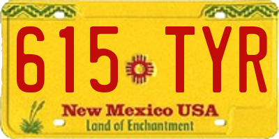 NM license plate 615TYR