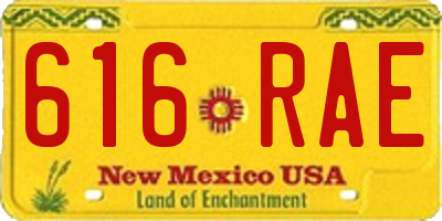 NM license plate 616RAE