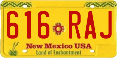 NM license plate 616RAJ