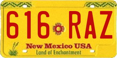 NM license plate 616RAZ