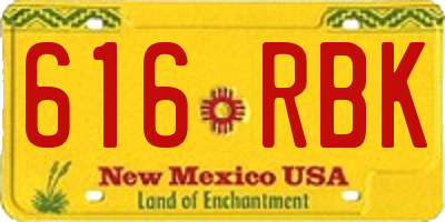 NM license plate 616RBK