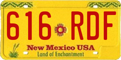 NM license plate 616RDF