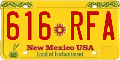 NM license plate 616RFA