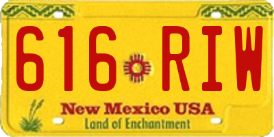 NM license plate 616RIW