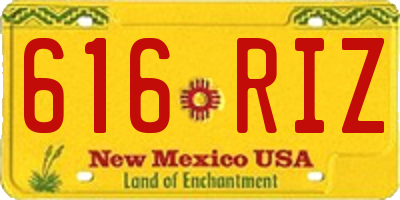 NM license plate 616RIZ