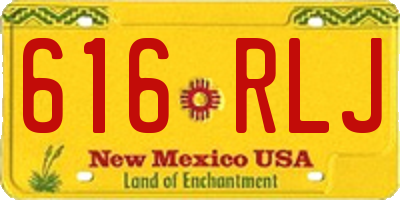 NM license plate 616RLJ