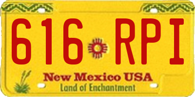 NM license plate 616RPI