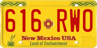 NM license plate 616RWO