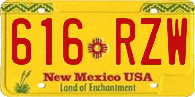 NM license plate 616RZW
