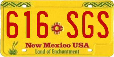 NM license plate 616SGS