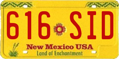 NM license plate 616SID