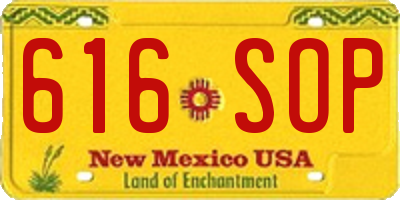 NM license plate 616SOP
