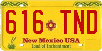 NM license plate 616TND