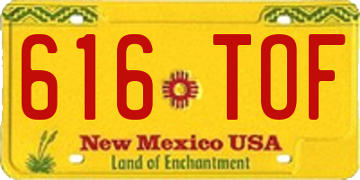 NM license plate 616TOF
