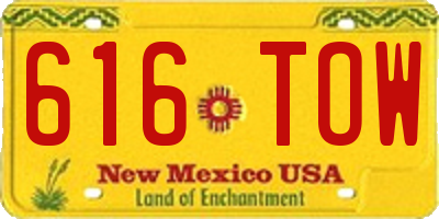 NM license plate 616TOW