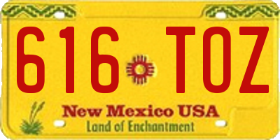 NM license plate 616TOZ