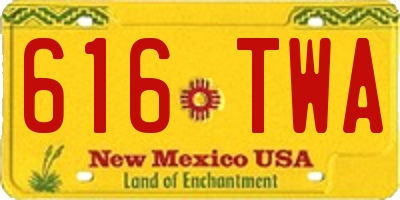 NM license plate 616TWA