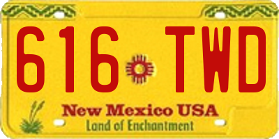 NM license plate 616TWD
