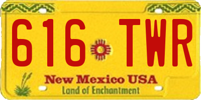 NM license plate 616TWR