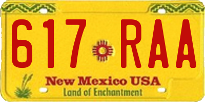 NM license plate 617RAA