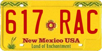 NM license plate 617RAC