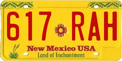 NM license plate 617RAH