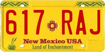 NM license plate 617RAJ